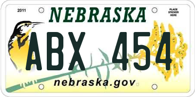 NE license plate ABX454