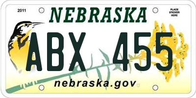 NE license plate ABX455