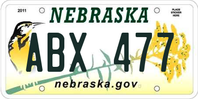 NE license plate ABX477