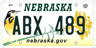 NE license plate ABX489