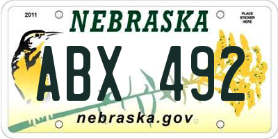 NE license plate ABX492