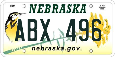 NE license plate ABX496