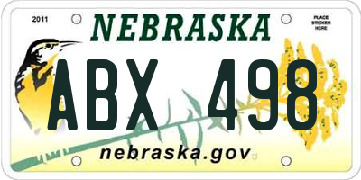 NE license plate ABX498