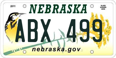 NE license plate ABX499