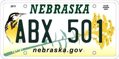 NE license plate ABX501