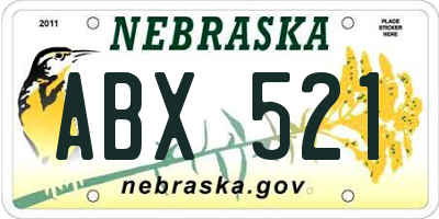 NE license plate ABX521