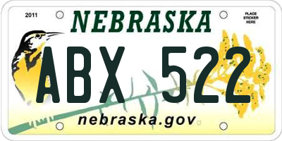 NE license plate ABX522