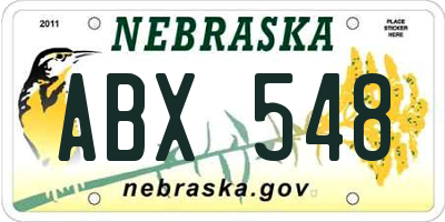 NE license plate ABX548