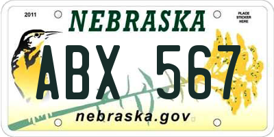 NE license plate ABX567