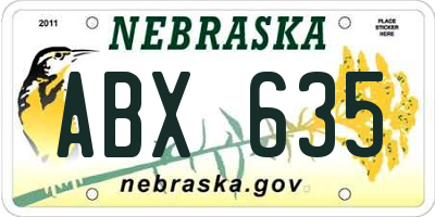 NE license plate ABX635