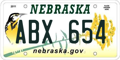 NE license plate ABX654