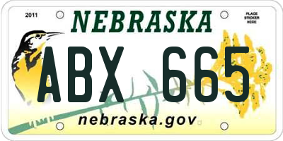 NE license plate ABX665