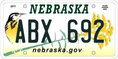 NE license plate ABX692