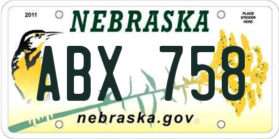 NE license plate ABX758