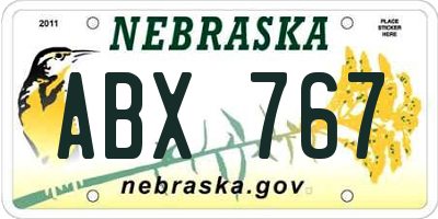 NE license plate ABX767