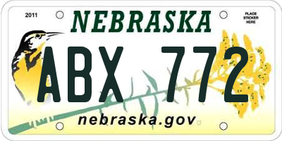 NE license plate ABX772