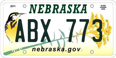 NE license plate ABX773