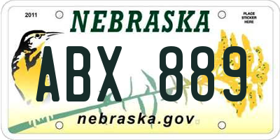 NE license plate ABX889