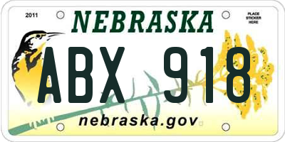 NE license plate ABX918