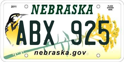 NE license plate ABX925