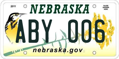 NE license plate ABY006