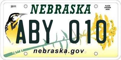 NE license plate ABY010