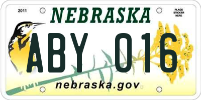 NE license plate ABY016