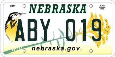 NE license plate ABY019