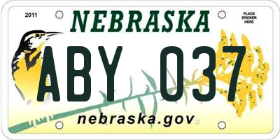 NE license plate ABY037