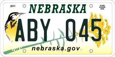 NE license plate ABY045