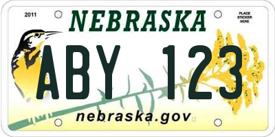 NE license plate ABY123