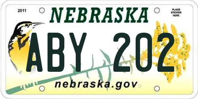 NE license plate ABY202