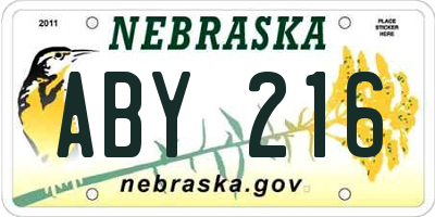 NE license plate ABY216