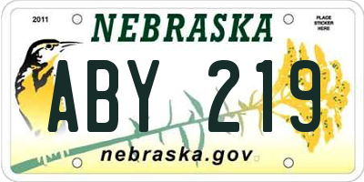 NE license plate ABY219