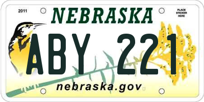 NE license plate ABY221