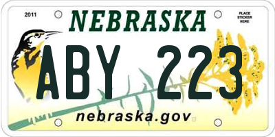 NE license plate ABY223