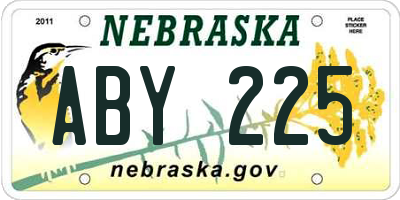 NE license plate ABY225