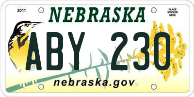 NE license plate ABY230