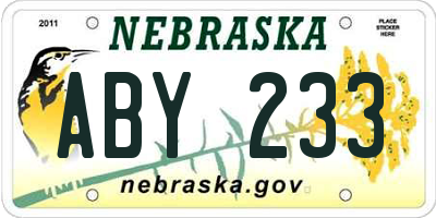 NE license plate ABY233