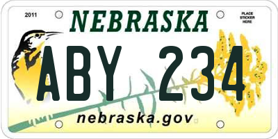 NE license plate ABY234