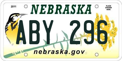 NE license plate ABY296