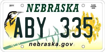 NE license plate ABY335