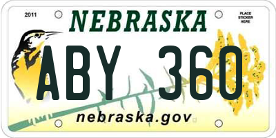 NE license plate ABY360