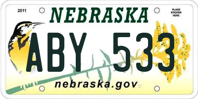 NE license plate ABY533