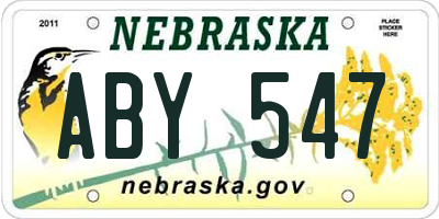 NE license plate ABY547