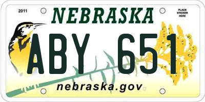 NE license plate ABY651