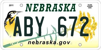 NE license plate ABY672