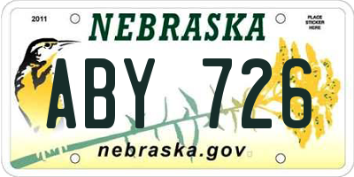 NE license plate ABY726