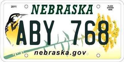 NE license plate ABY768