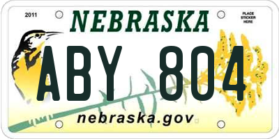 NE license plate ABY804